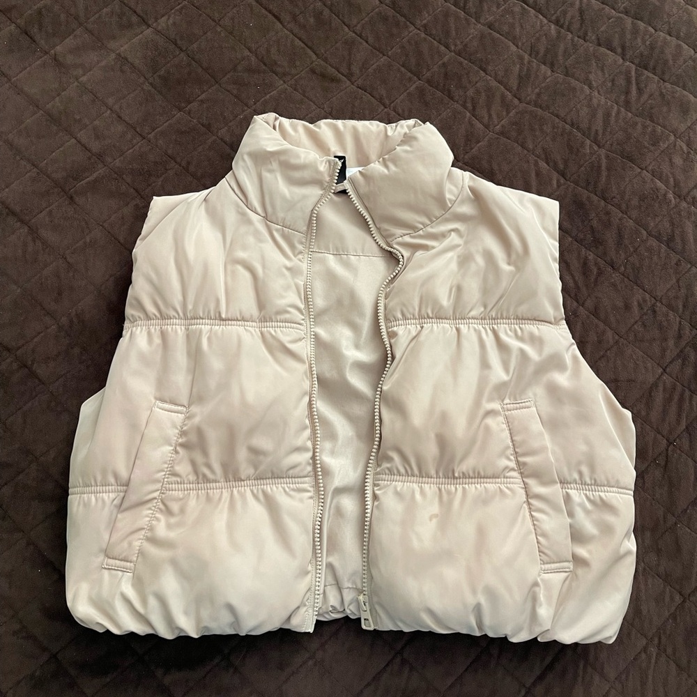 cream puffer vest